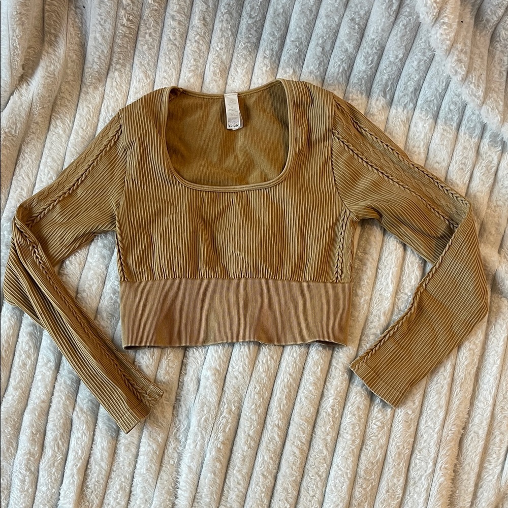 Braided Tan Ribbed Crop Top